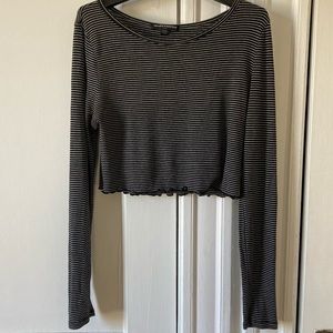 Brandy Melville Black/White Striped Crop Top